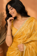 Pastel Yellow Embellished Organza | Ready To Wear Saree