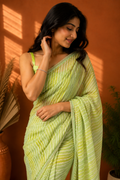 Green Leheriya Pure Georgette | Ready To Wear Saree