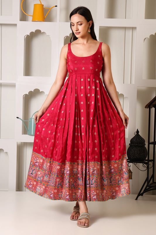 Pink Fit & Flare Ethnic Dress