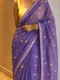 Lavender Mul Chanderi Pre-Stitched Saree With Pocket