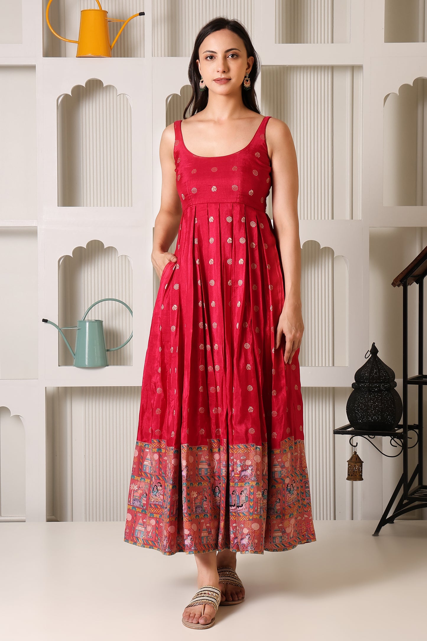 Pink Fit & Flare Ethnic Dress