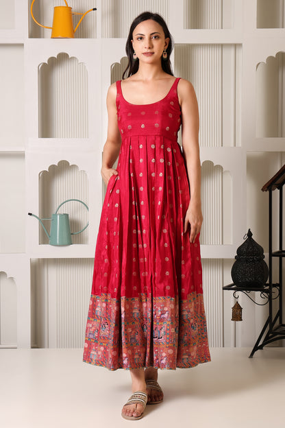 Pink Fit & Flare Ethnic Dress