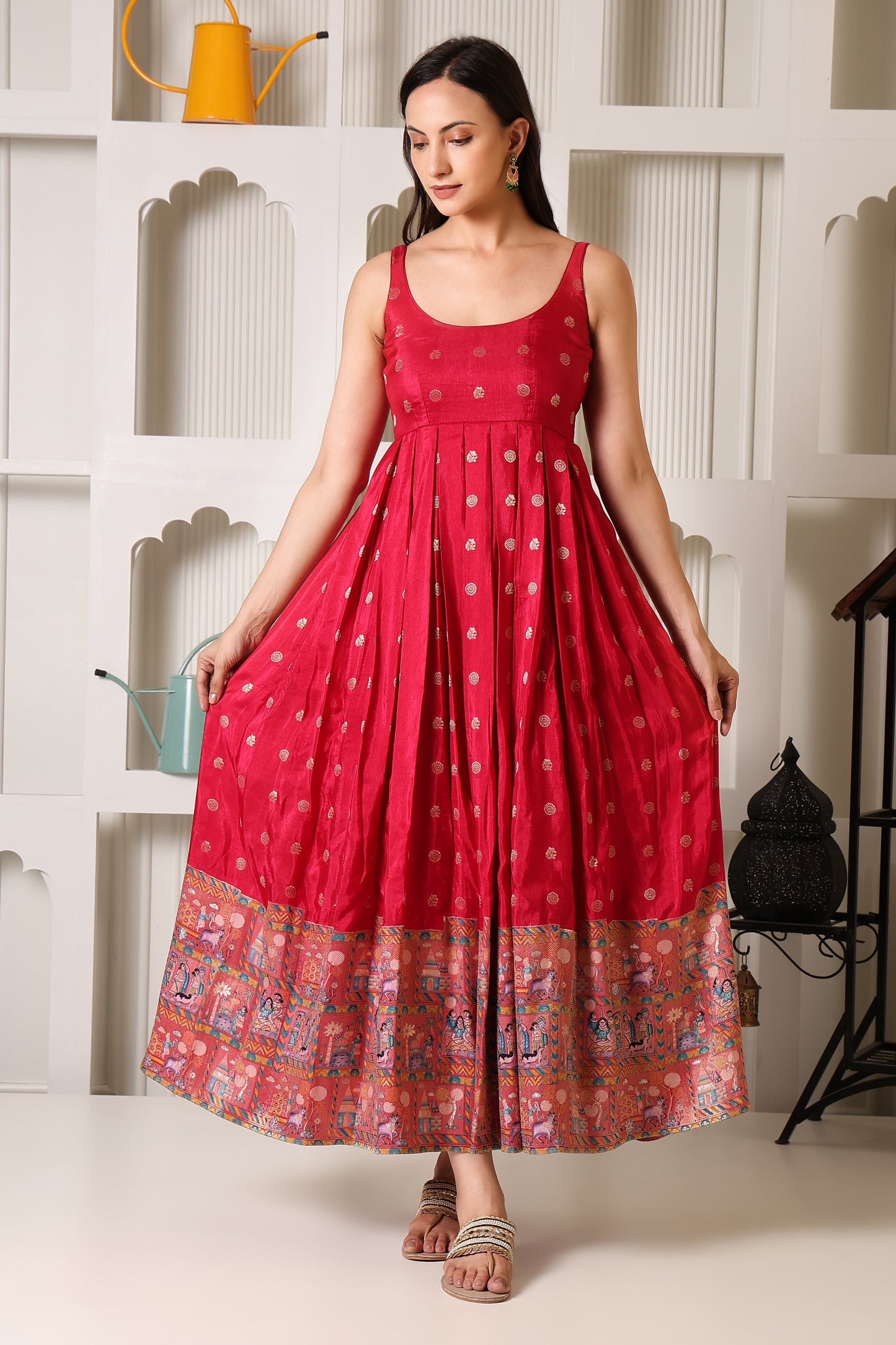 Pink Fit & Flare Ethnic Dress