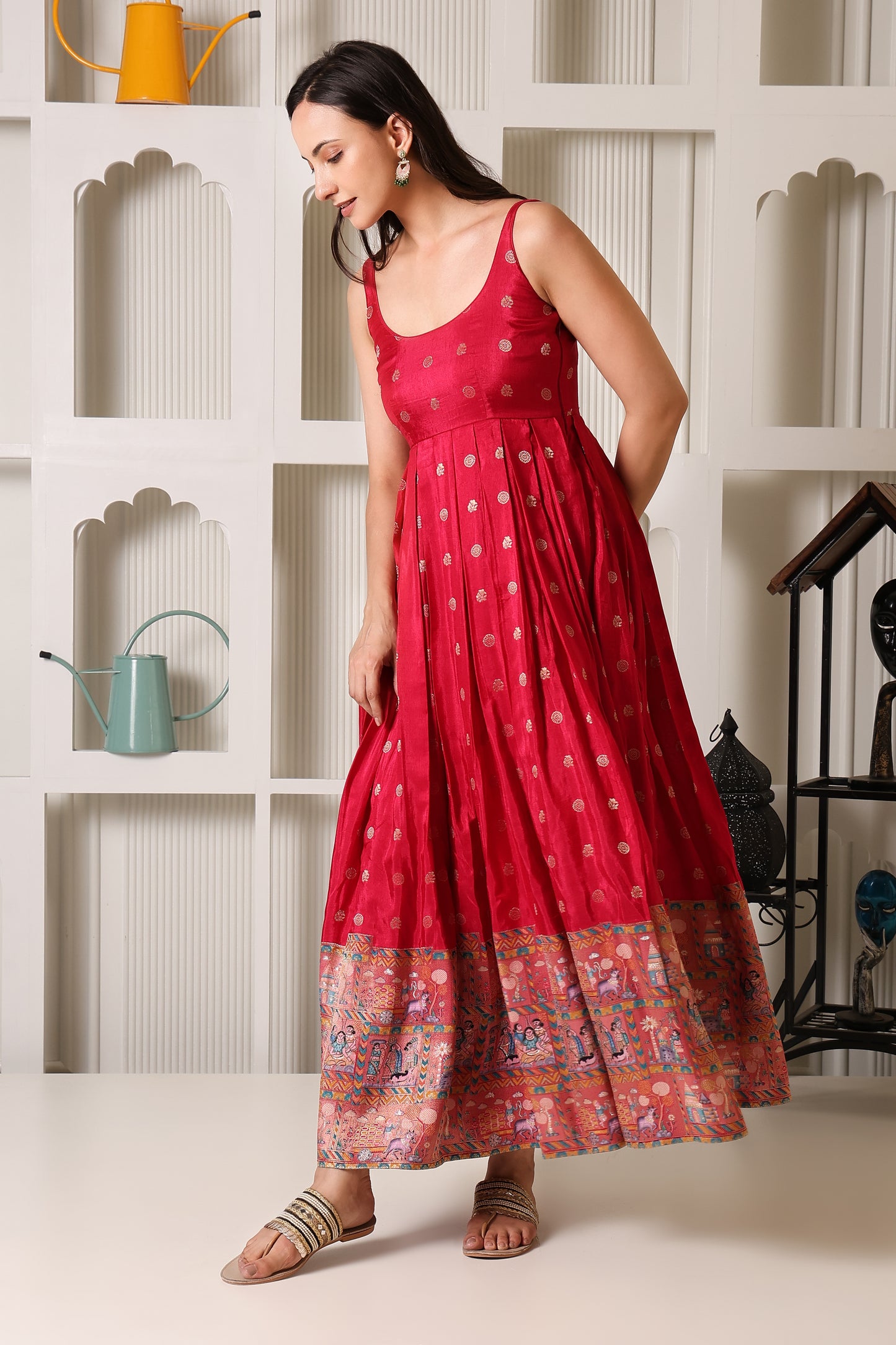Pink Fit & Flare Ethnic Dress