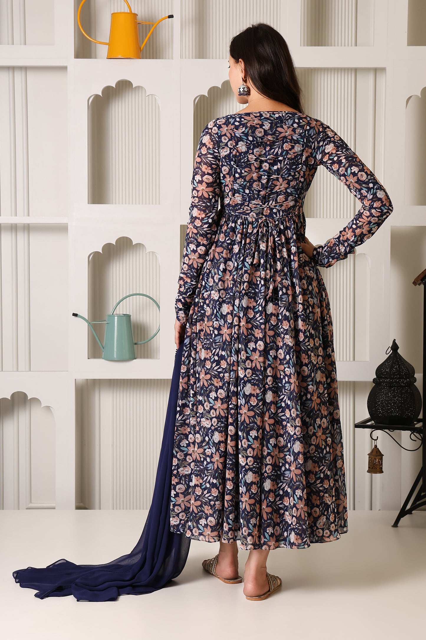 Purple Floral Print Georgette Suit Set