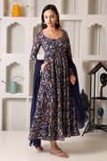 Purple Floral Print Georgette Suit Set