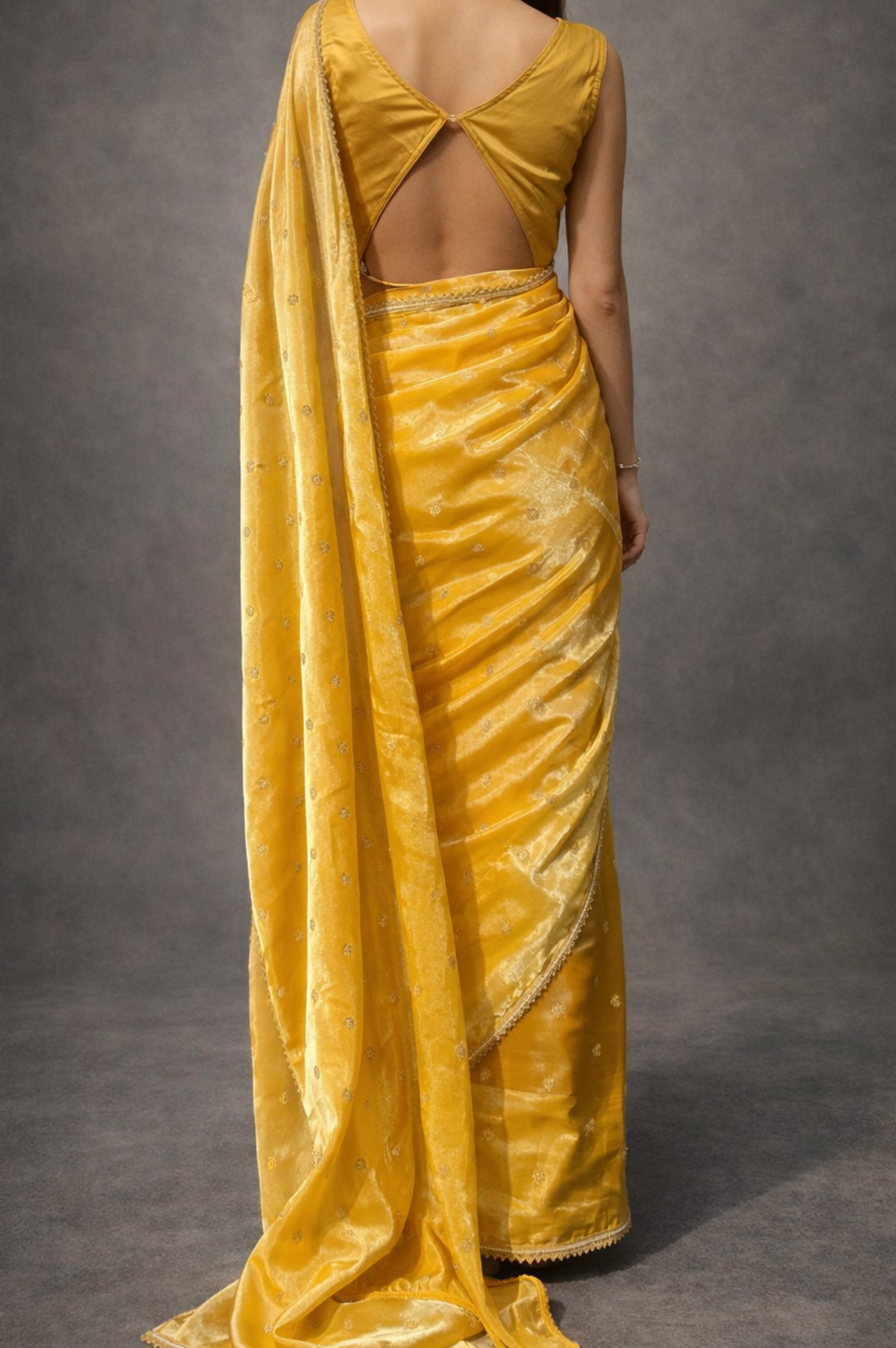 Pastel Yellow Embellished Organza | Ready To Wear Saree