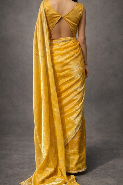 Pastel Yellow Embellished Organza | Ready To Wear Saree