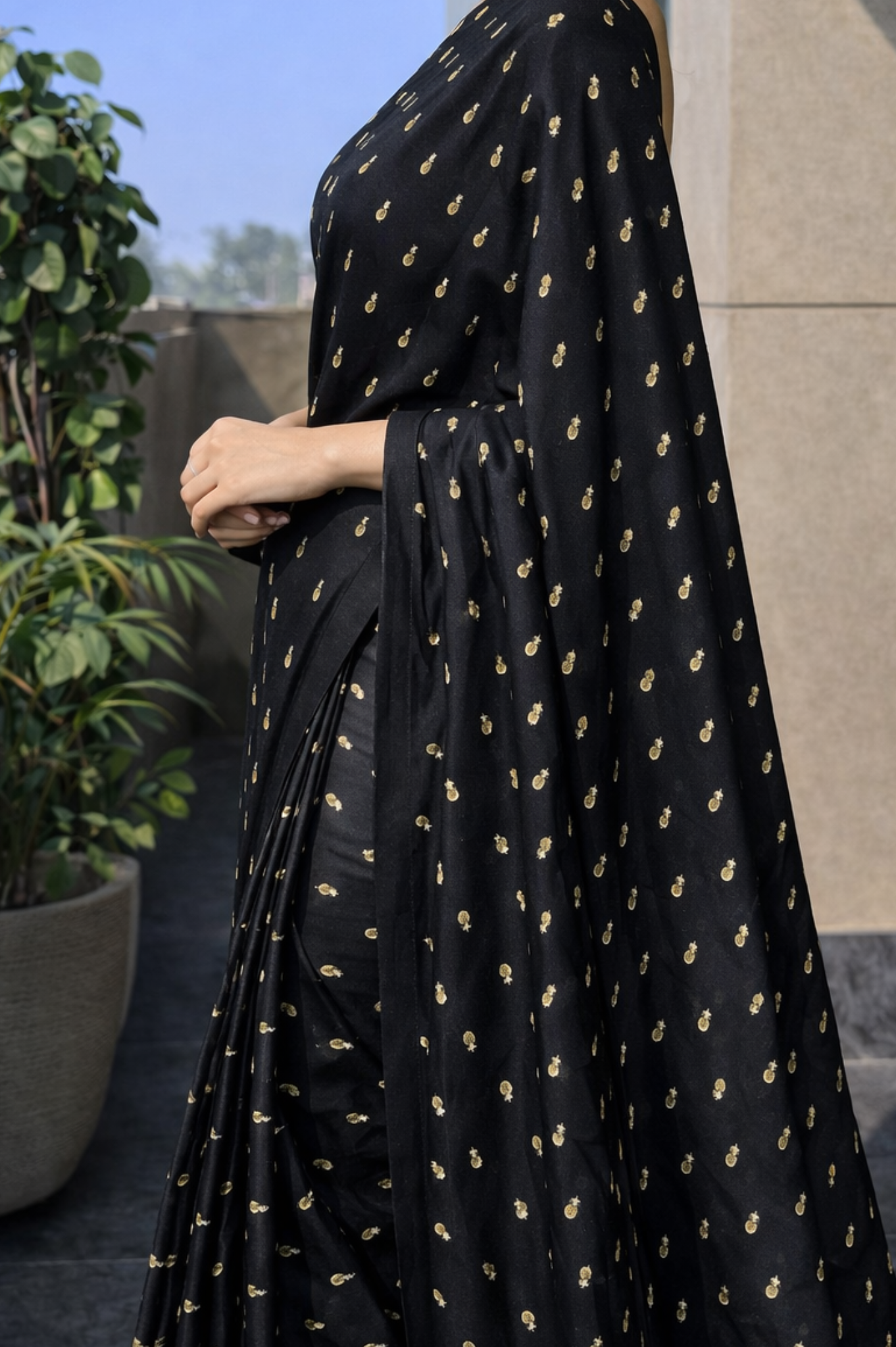 Black & Gold Embellished Georgette | Ready To Wear Saree