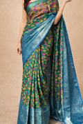 Green Floral Printed Organza | Ready To Wear Saree
